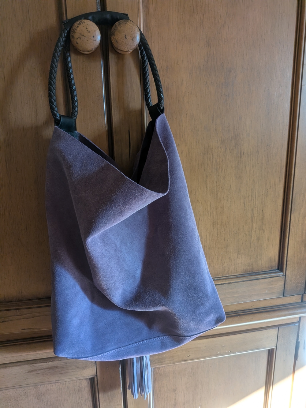 Purple Suede Hobo Shoulder Bag